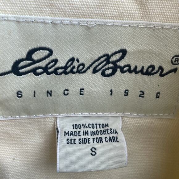 Eddie Bauer Jean Jacket Small Cream Twill Cotton - Picture 2 of 3